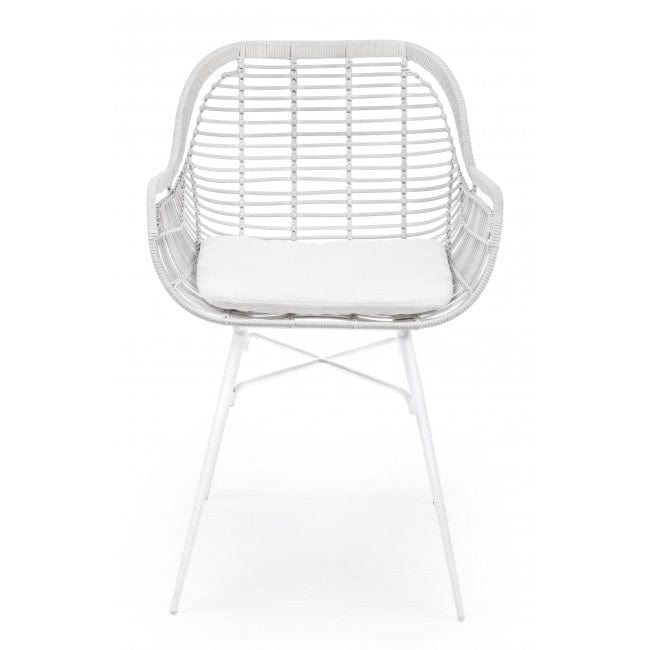 Scaun metalic cu sezut din fibre sintetice Belisa Alb, l52xA55xH79 cm (1)