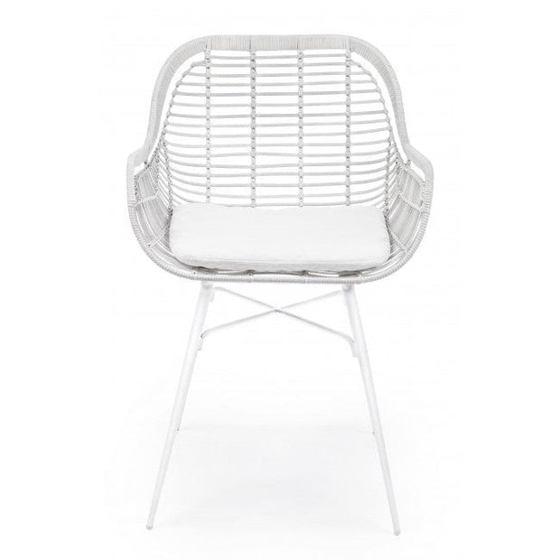 Scaun metalic cu sezut din fibre sintetice Belisa Alb, l52xA55xH79 cm (1)