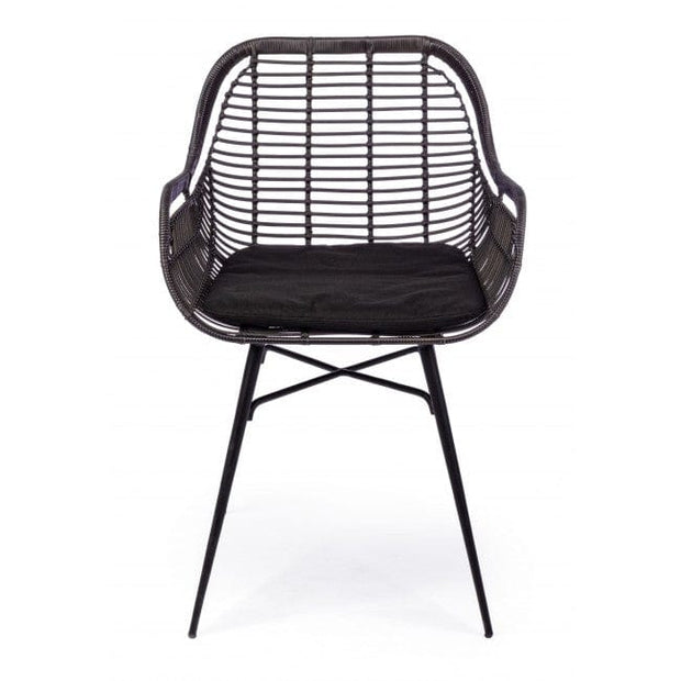 Scaun metalic cu sezut din fibre sintetice Belisa Negru, l52xA55xH79 cm (1)