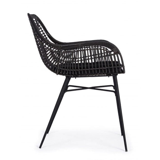 Scaun metalic cu sezut din fibre sintetice Belisa Negru, l52xA55xH79 cm (3)