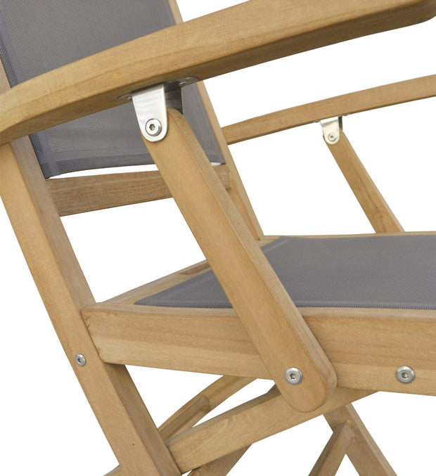 Scaun pliabil pentru gradina / terasa, din lemn, Screen Arm Natural / Gri, l55xA60xH90 cm (5)