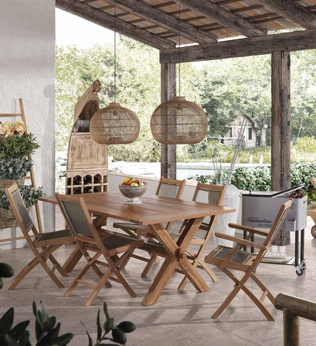 Scaun pliabil pentru gradina / terasa, din lemn, Screen Natural / Gri, l45xA60xH90 cm (1)