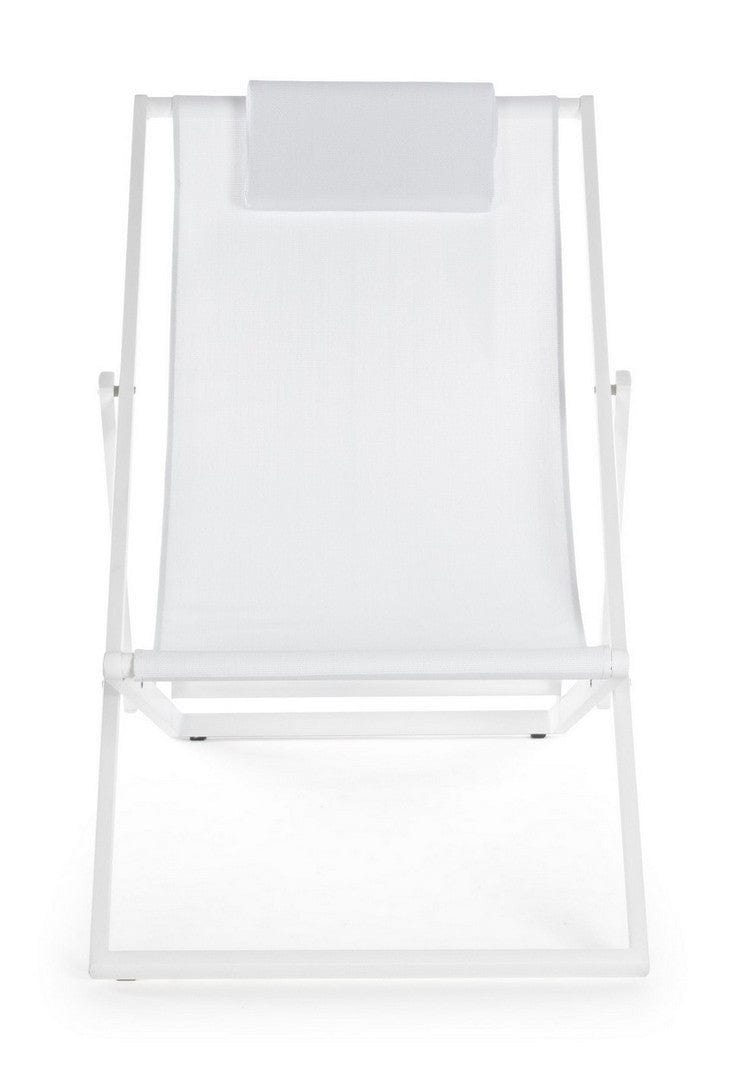 Scaun pliabil pentru terasa / plaja, din aluminiu si material textil, Taylor Alb, l60,5xA101,5xH73,5 cm (2)