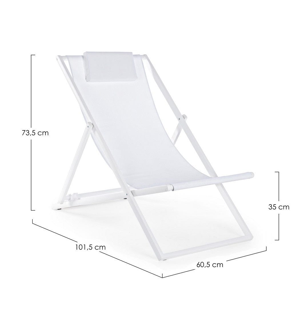 Bizzotto Scaun pliabil pentru terasa / plaja, din aluminiu si material textil, Taylor Alb, l60,5xA101,5xH73,5 cm