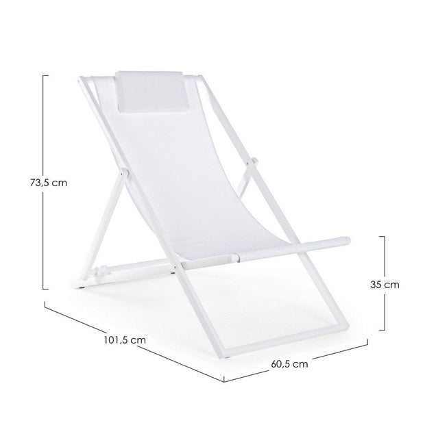 Bizzotto Scaun pliabil pentru terasa / plaja, din aluminiu si material textil, Taylor Alb, l60,5xA101,5xH73,5 cm
