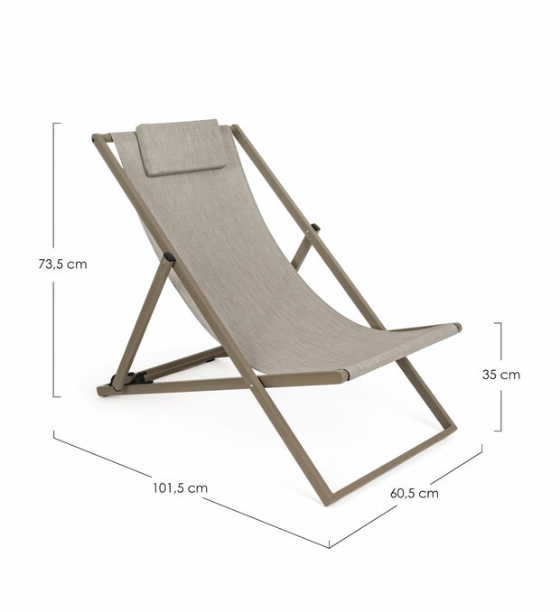 Scaun pliabil pentru terasa / plaja, din aluminiu si material textil, Taylor Grej, l60,5xA101,5xH73,5 cm (4)