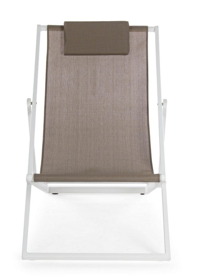 Scaun pliabil pentru terasa / plaja, din aluminiu si material textil, Taylor Maro / Alb, l60,5xA101,5xH73,5 cm (1)