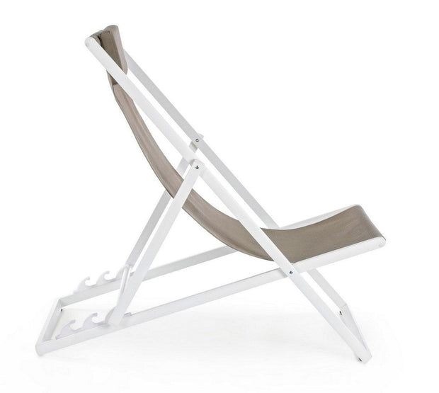 Scaun pliabil pentru terasa / plaja, din aluminiu si material textil, Taylor Maro / Alb, l60,5xA101,5xH73,5 cm (2)