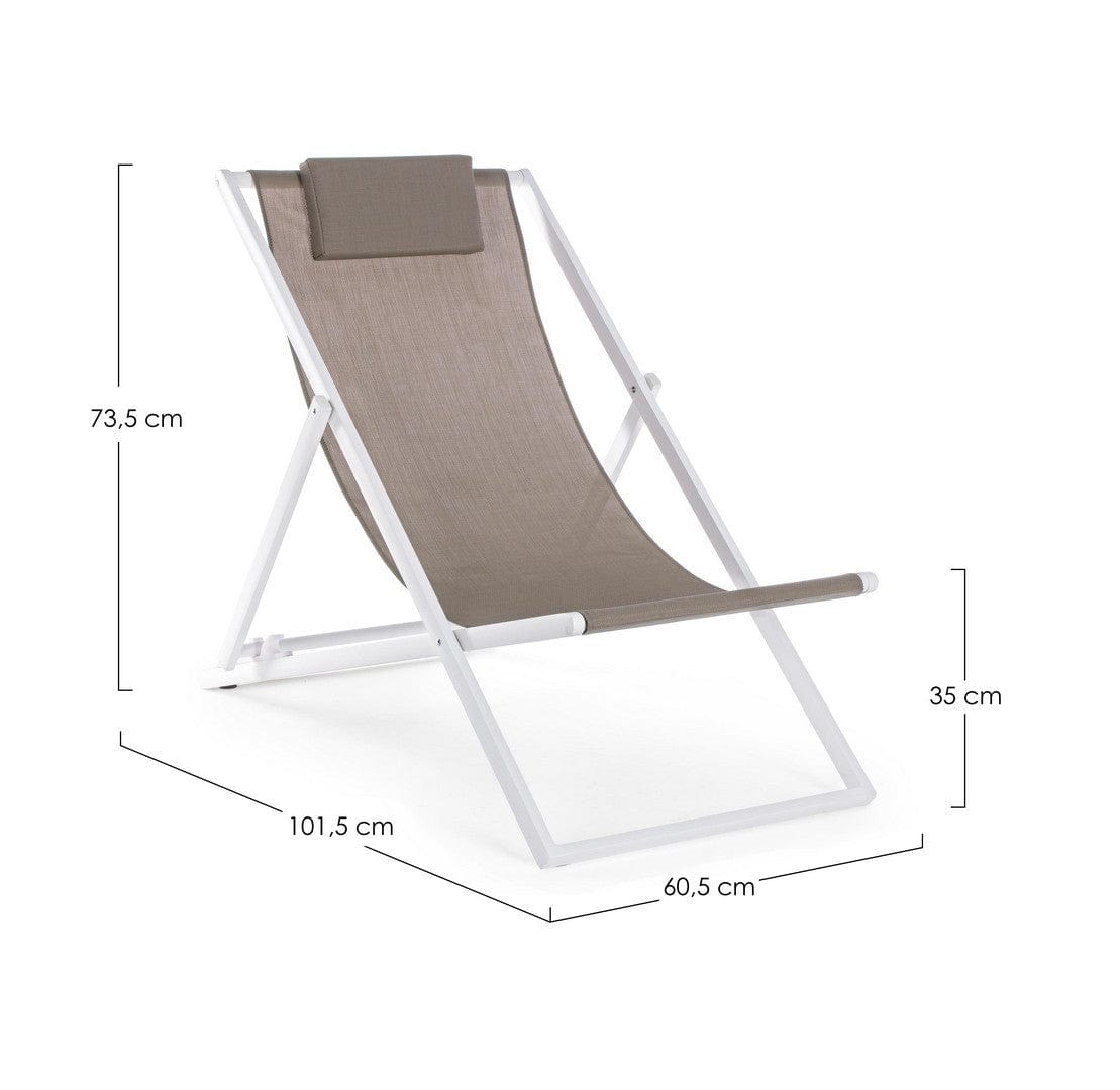 Scaun pliabil pentru terasa / plaja, din aluminiu si material textil, Taylor Maro / Alb, l60,5xA101,5xH73,5 cm (5)