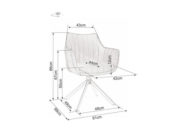 Signal Scaun rotativ tapitat cu piele ecologica si picioare metalice, Aziel Gri / Negru Mat, l61xA58xH86 cm