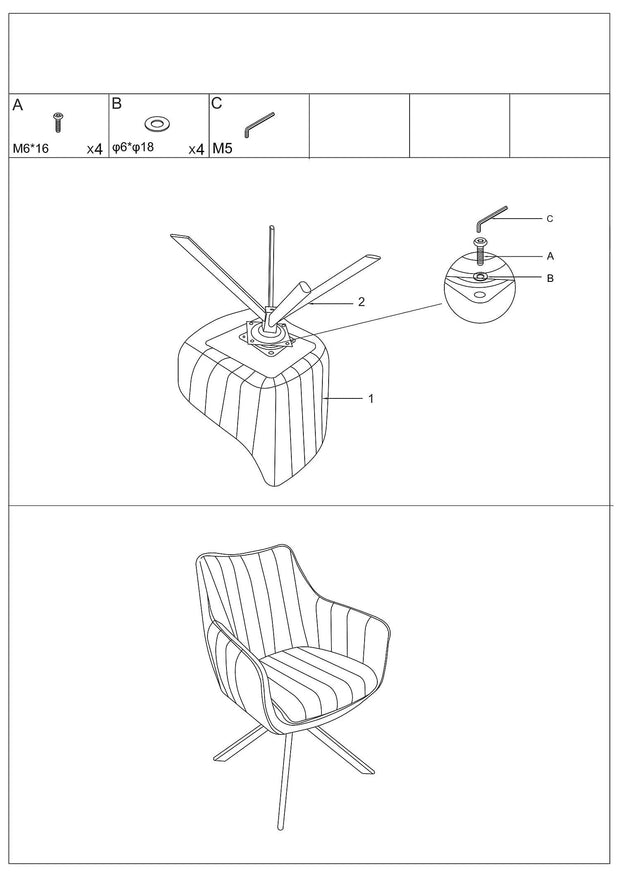 Signal Scaun rotativ tapitat cu piele ecologica si picioare metalice, Aziel Gri / Negru Mat, l61xA58xH86 cm