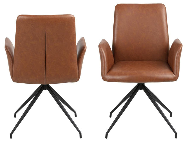 Scaun rotativ tapitat cu piele ecologica si picioare metalice Naya Maro / Negru, l59xA59xH88 cm (4)