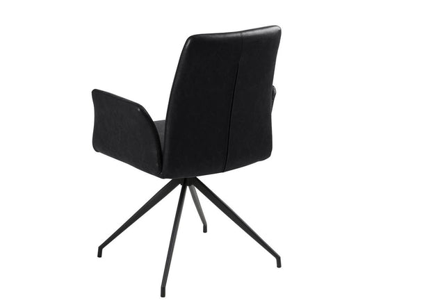 Scaun rotativ tapitat cu piele ecologica si picioare metalice Naya Negru, l59xA59xH88 cm (3)