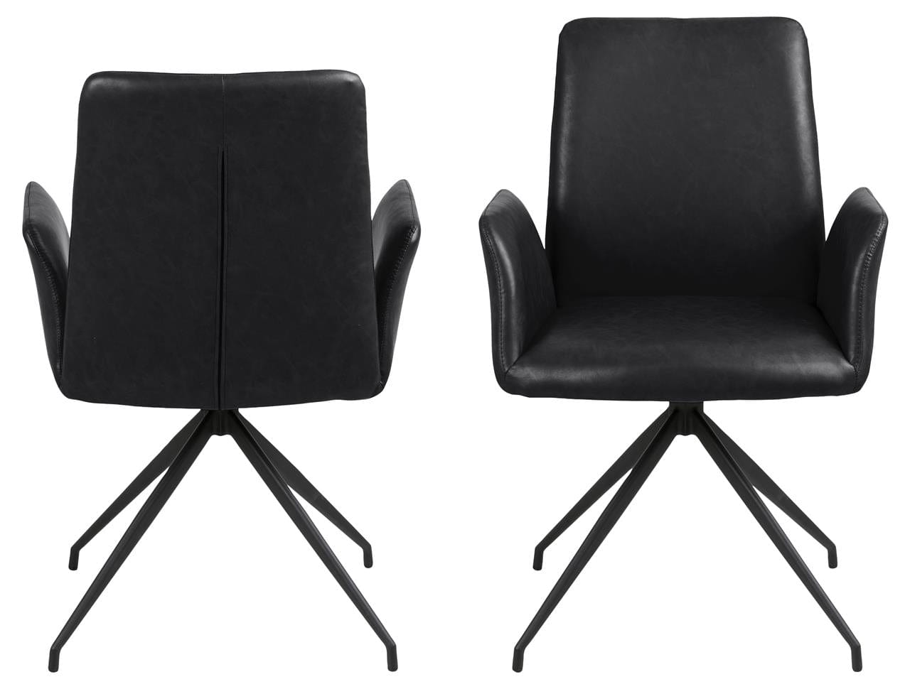 Scaun rotativ tapitat cu piele ecologica si picioare metalice Naya Negru, l59xA59xH88 cm (5)