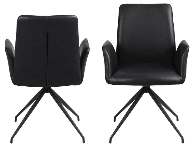 Scaun rotativ tapitat cu piele ecologica si picioare metalice Naya Negru, l59xA59xH88 cm (5)