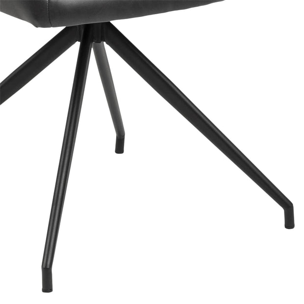 Scaun rotativ tapitat cu piele ecologica si picioare metalice Naya Negru, l59xA59xH88 cm (8)