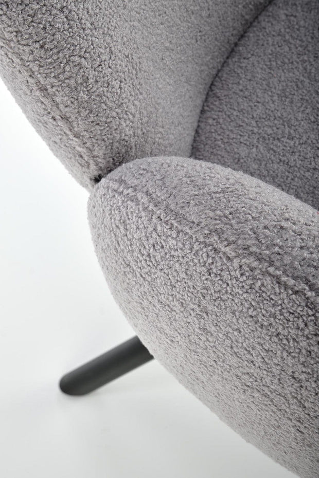 Halmar Scaun rotativ tapitat cu stofa boucle si picioare metalice, Kai-498 Gri / Negru, l64xA63xH90 cm