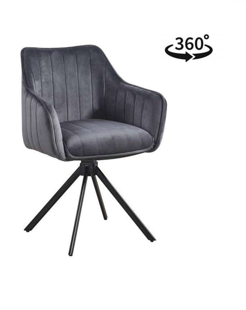 Bright Furniture Scaun rotativ tapitat cu stofa si picioare metalice, Alex Velvet Gri / Negru, l45xA59xH86 cm