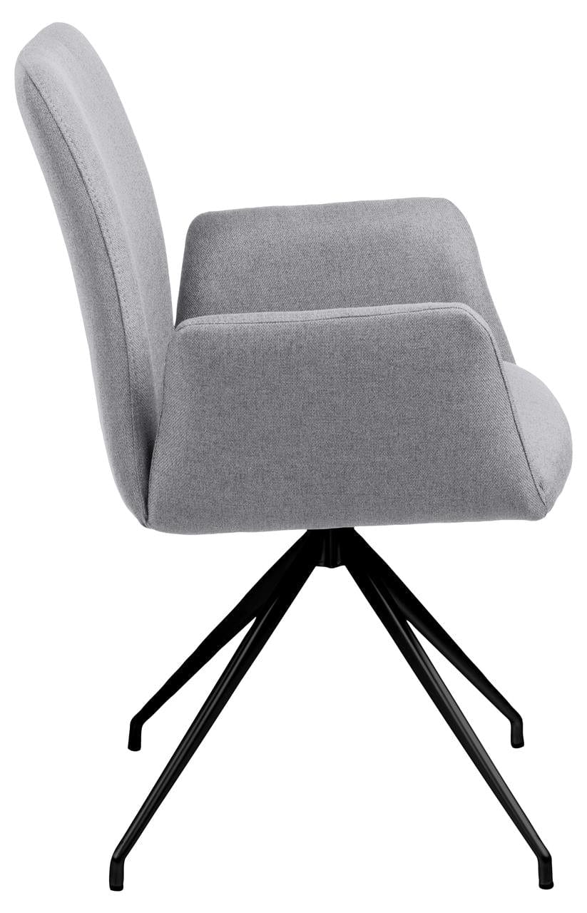 Scaun rotativ tapitat cu stofa si picioare metalice Naya Gri Deschis / Negru, l59xA59xH88 cm (2)