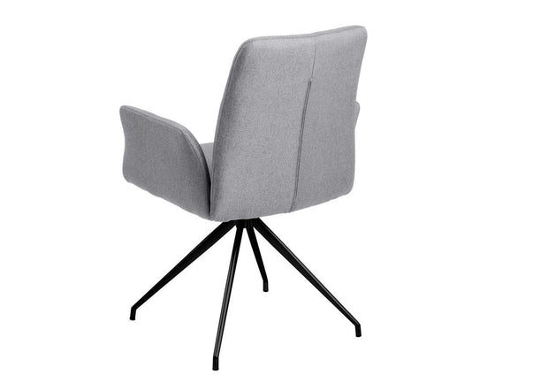 Scaun rotativ tapitat cu stofa si picioare metalice Naya Gri Deschis / Negru, l59xA59xH88 cm (3)