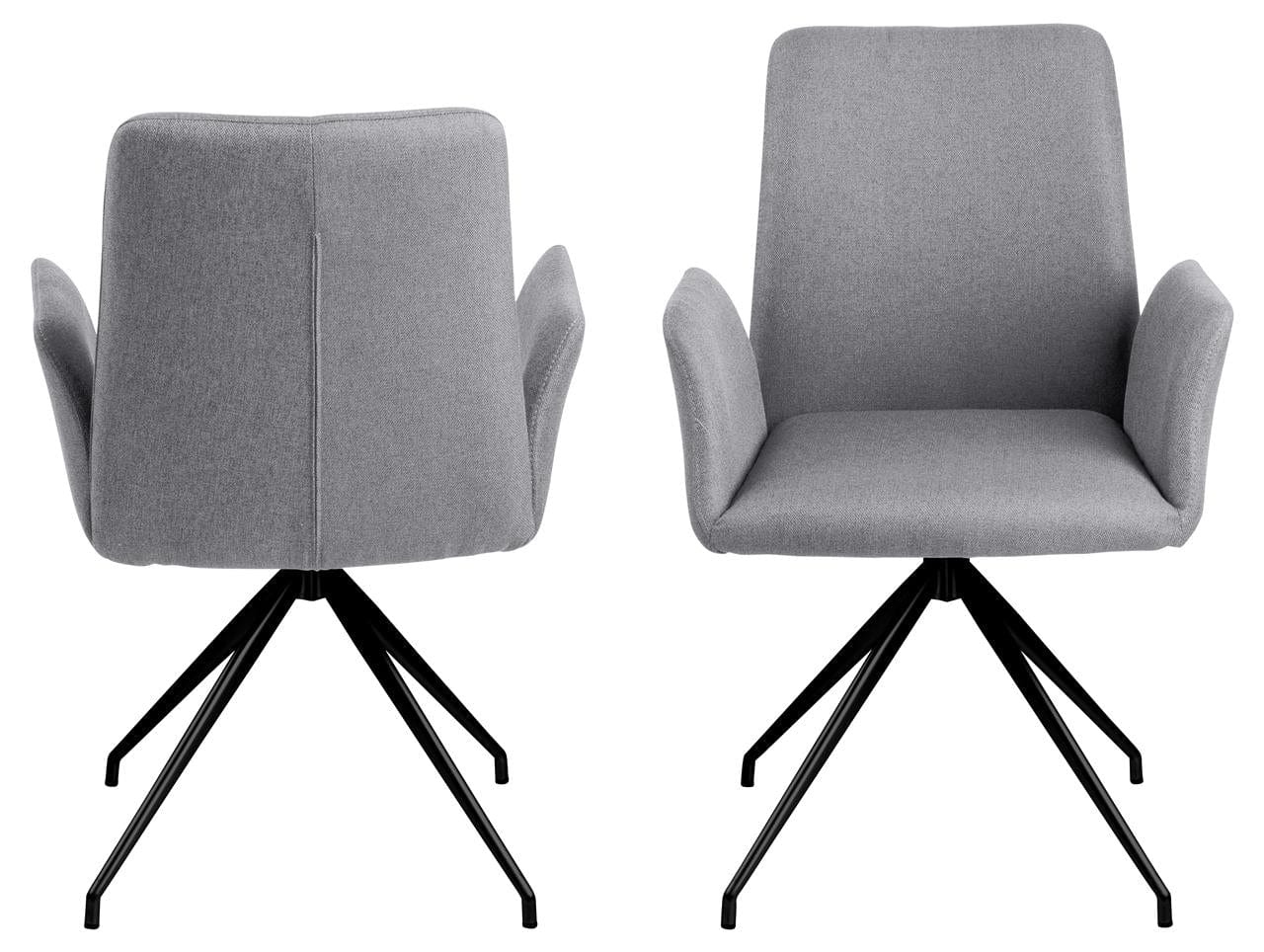 Scaun rotativ tapitat cu stofa si picioare metalice Naya Gri Deschis / Negru, l59xA59xH88 cm (4)