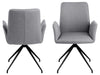 Scaun rotativ tapitat cu stofa si picioare metalice Naya Gri Deschis / Negru, l59xA59xH88 cm (4)
