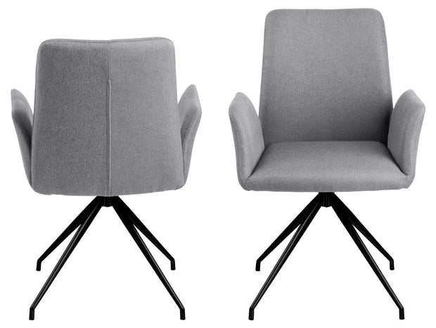 Scaun rotativ tapitat cu stofa si picioare metalice Naya Gri Deschis / Negru, l59xA59xH88 cm (4)