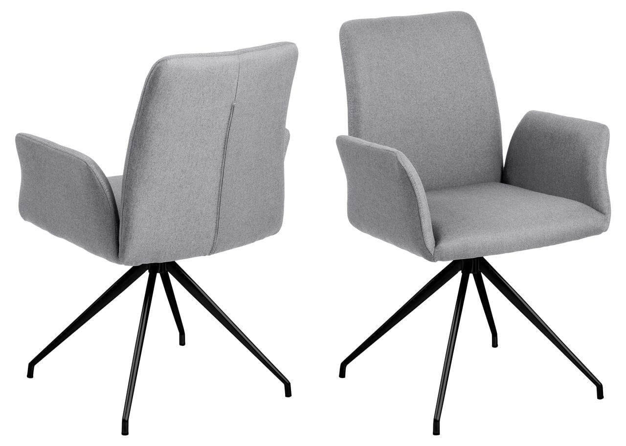 Scaun rotativ tapitat cu stofa si picioare metalice Naya Gri Deschis / Negru, l59xA59xH88 cm (5)