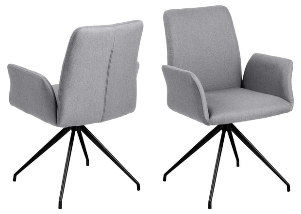 Scaun rotativ tapitat cu stofa si picioare metalice Naya Gri Deschis / Negru, l59xA59xH88 cm (5)