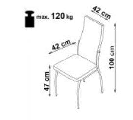 Scaun tapitat cu piele ecologica, cu picioare metalice Kai-210 Grey / White, l42xA42xH100 cm (2)