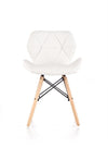 Halmar Scaun tapitat cu piele ecologica si picioare din lemn Kai-281 Alb / Natural, l48xA51xH74 cm