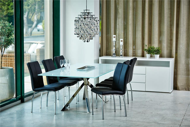 Scaun tapitat cu piele ecologica si picioare metalice Asama Negru / Crom, l43,5xA57xH95 cm (2)