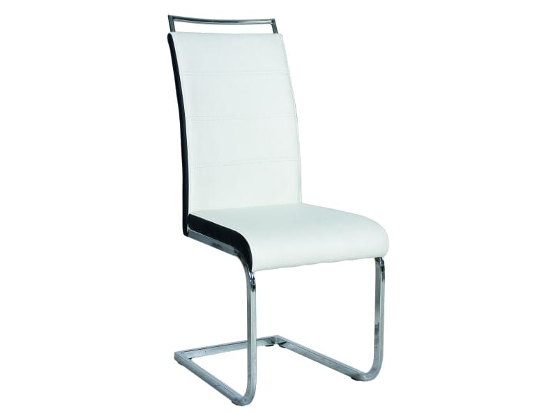 Signal Scaun tapitat cu piele ecologica si picioare metalice, Han-441 Alb / Negru / Crom, l41xA42xH102 cm