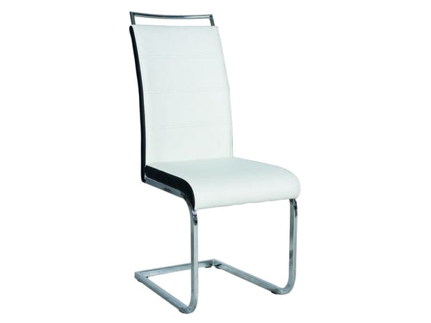 Signal Scaun tapitat cu piele ecologica si picioare metalice, Han-441 Alb / Negru / Crom, l41xA42xH102 cm