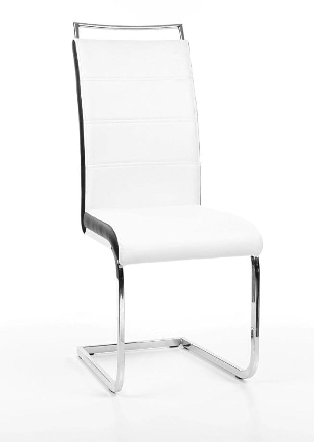 Signal Scaun tapitat cu piele ecologica si picioare metalice, Han-441 Alb / Negru / Crom, l41xA42xH102 cm