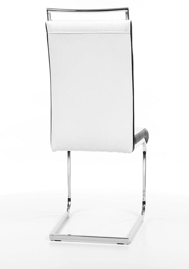 Signal Scaun tapitat cu piele ecologica si picioare metalice, Han-441 Alb / Negru / Crom, l41xA42xH102 cm