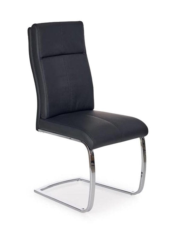 Halmar Scaun tapitat cu piele ecologica si picioare metalice, Kai-231 Negru / Crom, l45xA62xH106 cm