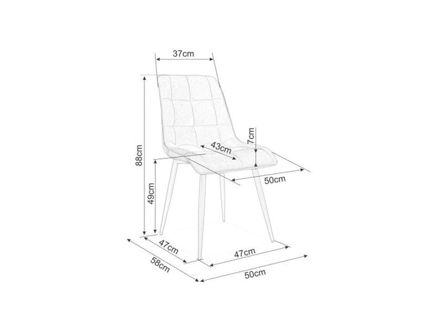 Signal Scaun tapitat cu stofa, cu picioare metalice Chase Matt Velvet Gri / Negru, l50xA58xH88 cm