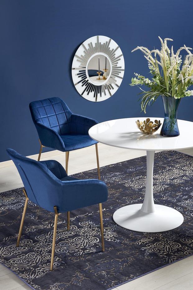 Halmar Scaun tapitat cu stofa, cu picioare metalice Kai-306 Velvet Albastru Inchis / Auriu, l58xA57xH80 cm