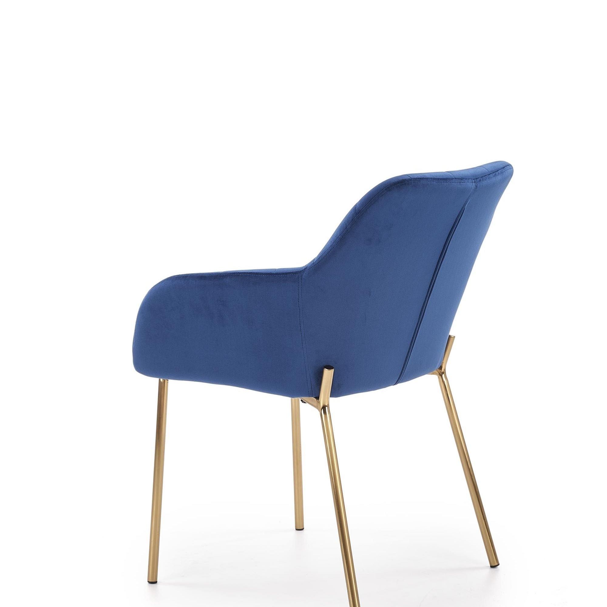 Halmar Scaun tapitat cu stofa, cu picioare metalice Kai-306 Velvet Albastru Inchis / Auriu, l58xA57xH80 cm