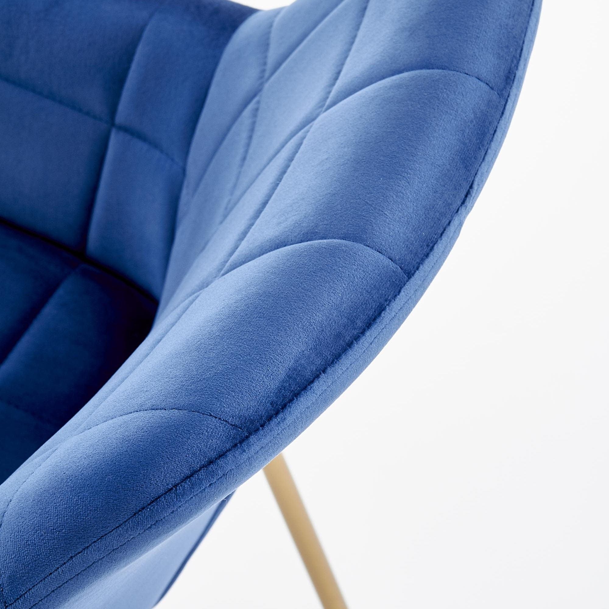 Halmar Scaun tapitat cu stofa, cu picioare metalice Kai-306 Velvet Albastru Inchis / Auriu, l58xA57xH80 cm