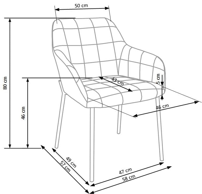 Halmar Scaun tapitat cu stofa, cu picioare metalice Kai-306 Velvet Albastru Inchis / Auriu, l58xA57xH80 cm