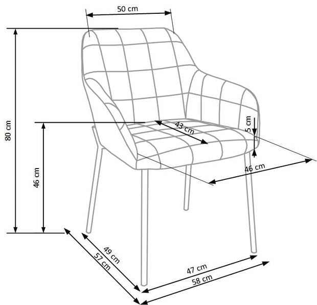 Halmar Scaun tapitat cu stofa, cu picioare metalice Kai-306 Velvet Albastru Inchis / Auriu, l58xA57xH80 cm