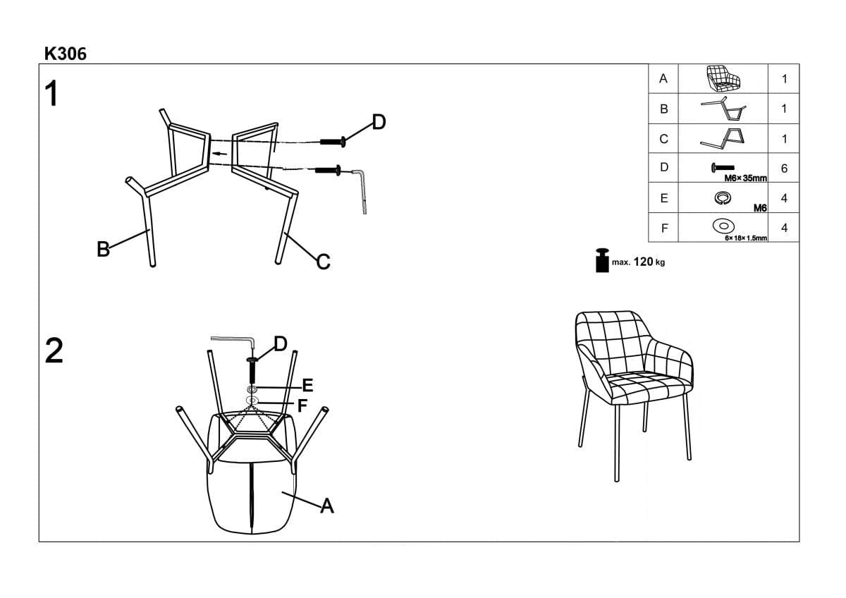 Halmar Scaun tapitat cu stofa, cu picioare metalice Kai-306 Velvet Albastru Inchis / Auriu, l58xA57xH80 cm