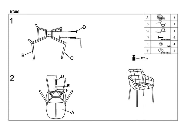 Halmar Scaun tapitat cu stofa, cu picioare metalice Kai-306 Velvet Albastru Inchis / Auriu, l58xA57xH80 cm