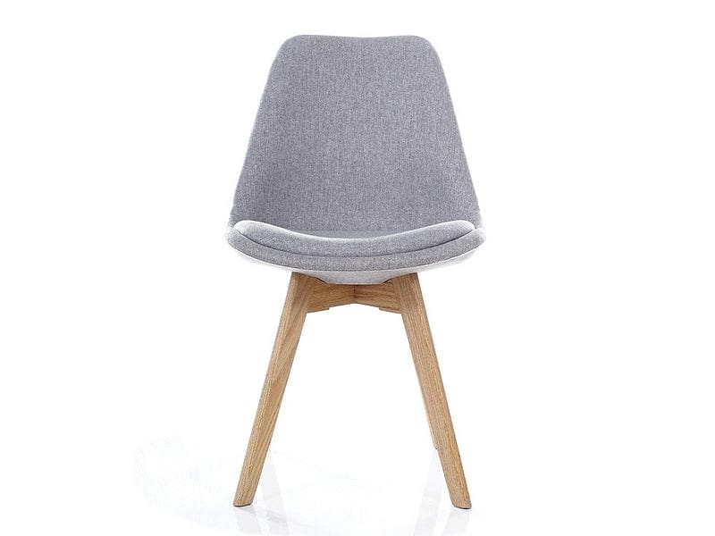 Signal Scaun tapitat cu stofa si picioare din lemn, Dinos Gri Deschis / Fag, l48xA53xH83 cm