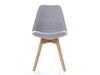 Signal Scaun tapitat cu stofa si picioare din lemn, Dinos Gri Deschis / Fag, l48xA53xH83 cm