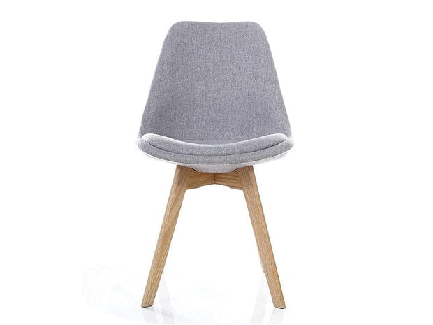 Signal Scaun tapitat cu stofa si picioare din lemn, Dinos Gri Deschis / Fag, l48xA53xH83 cm