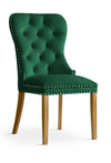 Atreve Scaun tapitat cu stofa si picioare din lemn, Madame Velvet Verde / Stejar, l56xA62xH98 cm