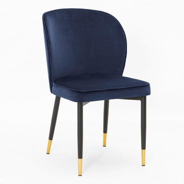 Atreve Scaun tapitat cu stofa si picioare metalice, Aine Velvet Bleumarin / Negru / Auriu, l54xA60xH87 cm